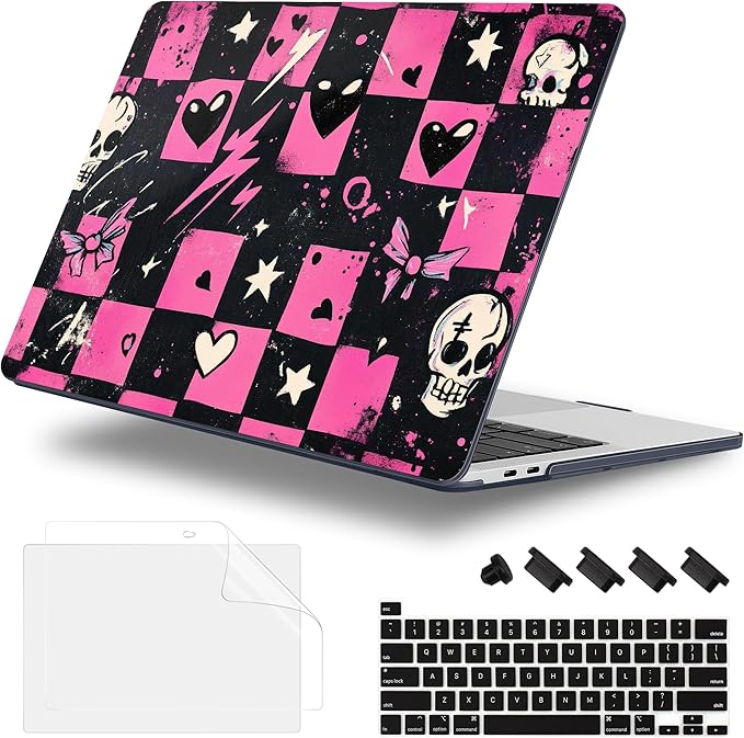 Lepeoac Case for MacBook Pro 13 inch Case M2 2022-2016 A2338 M1 A2251 A2289 A2159 A1989 A1708 A1706, Plastic Hard Shell + Keyboard Cover + Dust Plug, Pop Punk Checkerboard