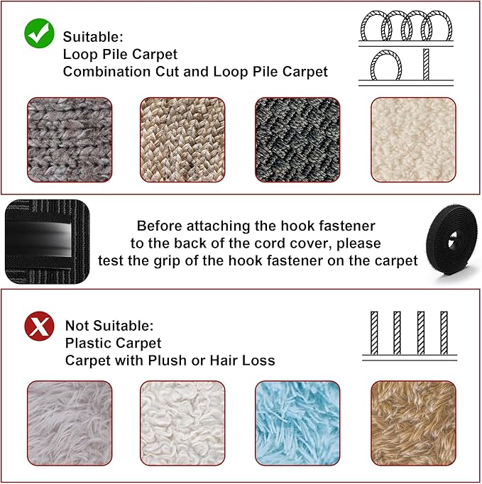 16.4ft Cord Cover Floor, Soft PVC Cord Covers for Wires on Floor, Self-Adhesive Floor Cable Cover Cord Hider, Floor Cable Management Cable Protector for Commercial Office Carpet/Floors/Wall Off White