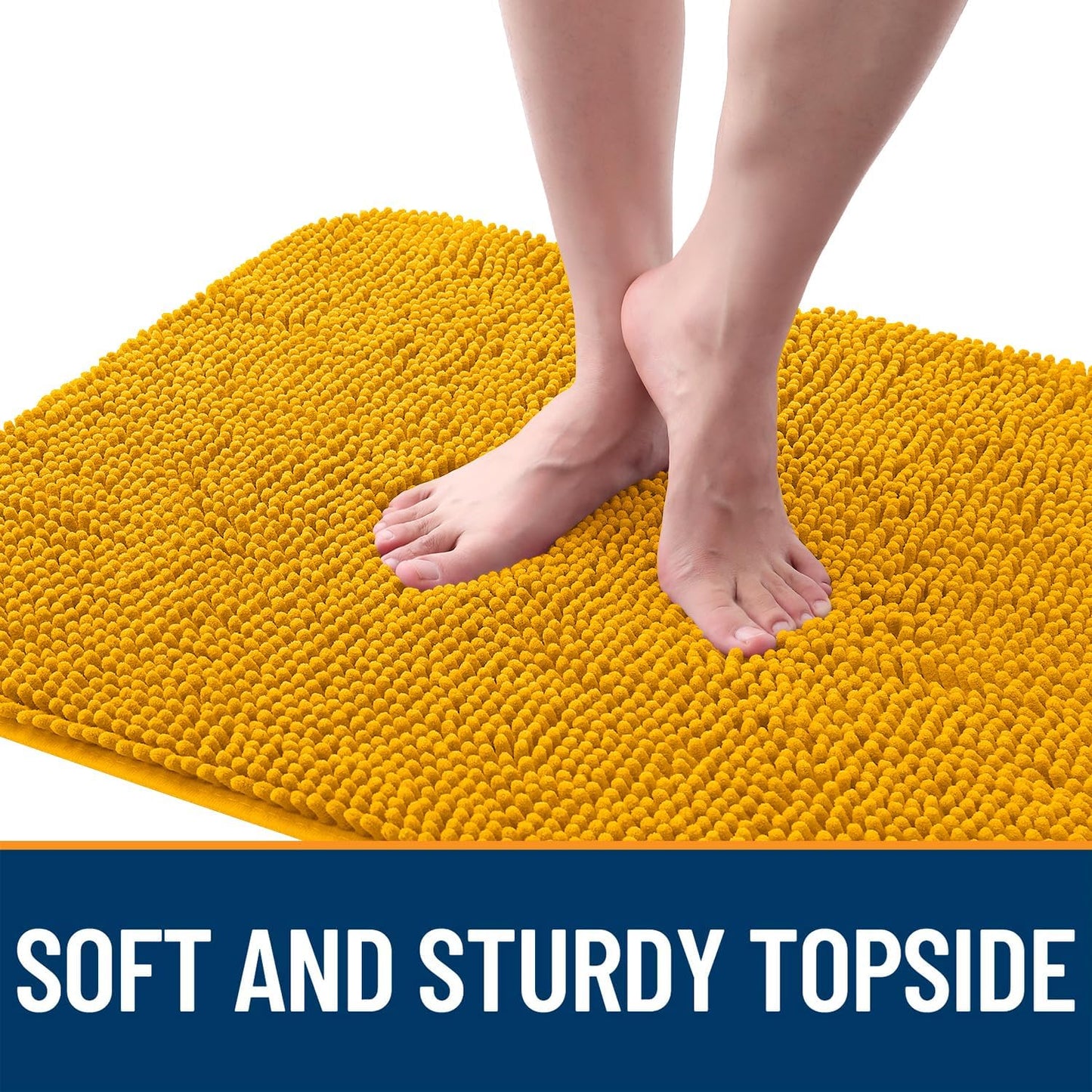 OLANLY Dog Door Mat - Absorbent Non-Slip Mud Mat for Muddy Paws | 59x20 Inches, Quick Dry Chenille, Golden Yellow
