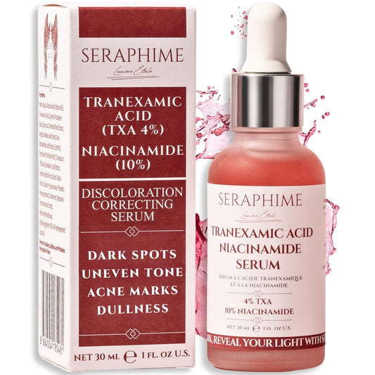 Seraphime Tranexamic Acid TXA 4% + Niacinamide 10% Serum – Discoloration Correcting Serum with Alpha Arbutin, Pro-Vitamin B5, Phloretin Dark Spot, Hyperpigmentation, Uneven Skin Tone Corrector 1 fl oz