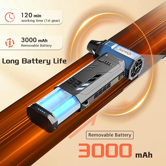 Air Duster - 250,000RPM Compressed Air Duster, Replaceable Batteries 2pcs,Long Life-mini Blower, 3-Gear Adjustable- Electeic Air Duster for Keyboard,PCs,Leaves,Car Cleaning (X301)