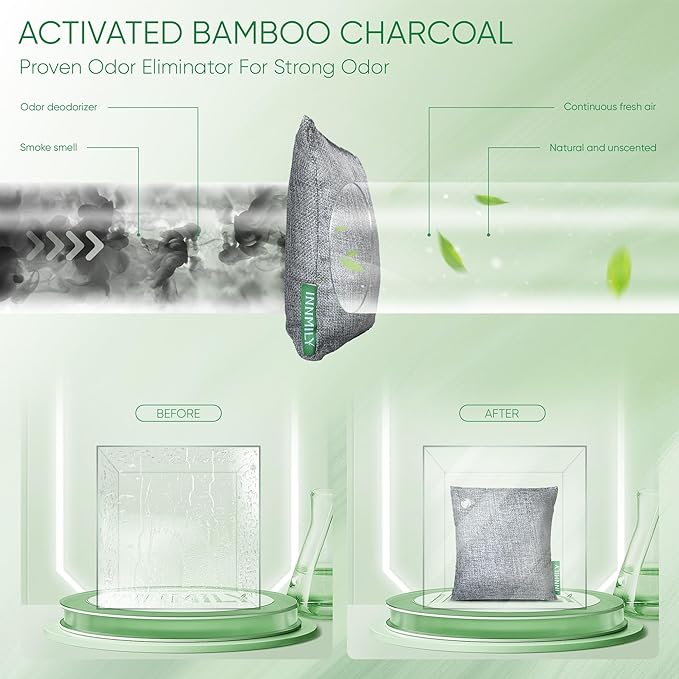 Innmily Activated Charcoal Odor Absorber, Odor Eliminator for Strong Odor,Bamboo Charcoal Air Purifying Bags for Shoe Home Car Closet Pet, Sneaker Deodorizer, Smoke Room Deodorizer(1P 500g Large)