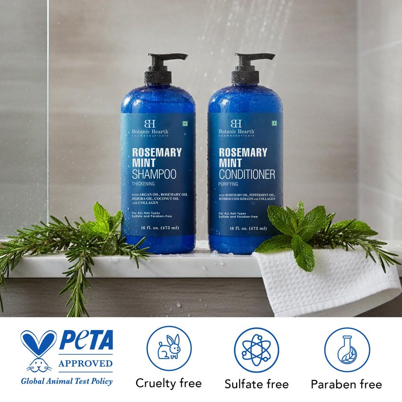 Botanic Hearth Rosemary Mint Shampoo and Conditioner Set, Thickening Formula, Promotes Hair Growth and Scalp Health Sulfate Free & Paraben Free, for Men & Women | 16 fl oz each