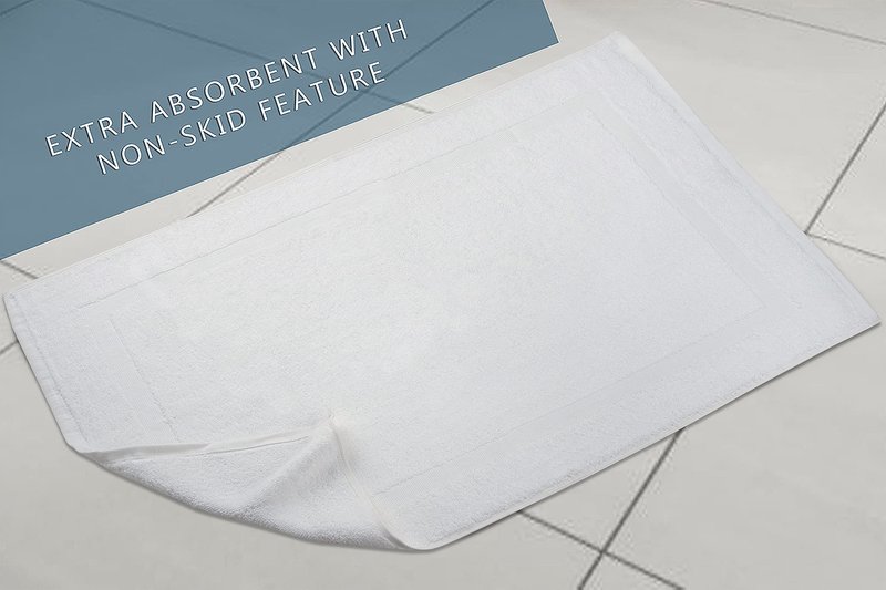 TOALLA (Pack of 12 100% Cotton White Bath Mat Towel (18x25 Inches) Light Weight Quick Drying & Machine Washable - Hotel Supplies Shower Hotel Bath Mat Towel Economy
