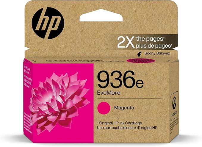 HP 936e Magenta EvoMore Ink Cartridge | Works with OfficeJet 9120, Pro 9100, Wide Format 9700 | Carbon Neutral | 4S6V4LN