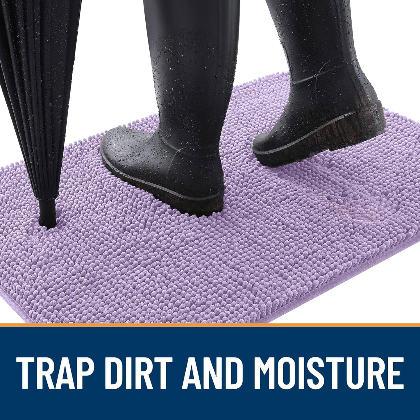 OLANLY Dog Door Mat - Absorbent Non-Slip Washable Doormat for Muddy Paws | 36x24, Lavender