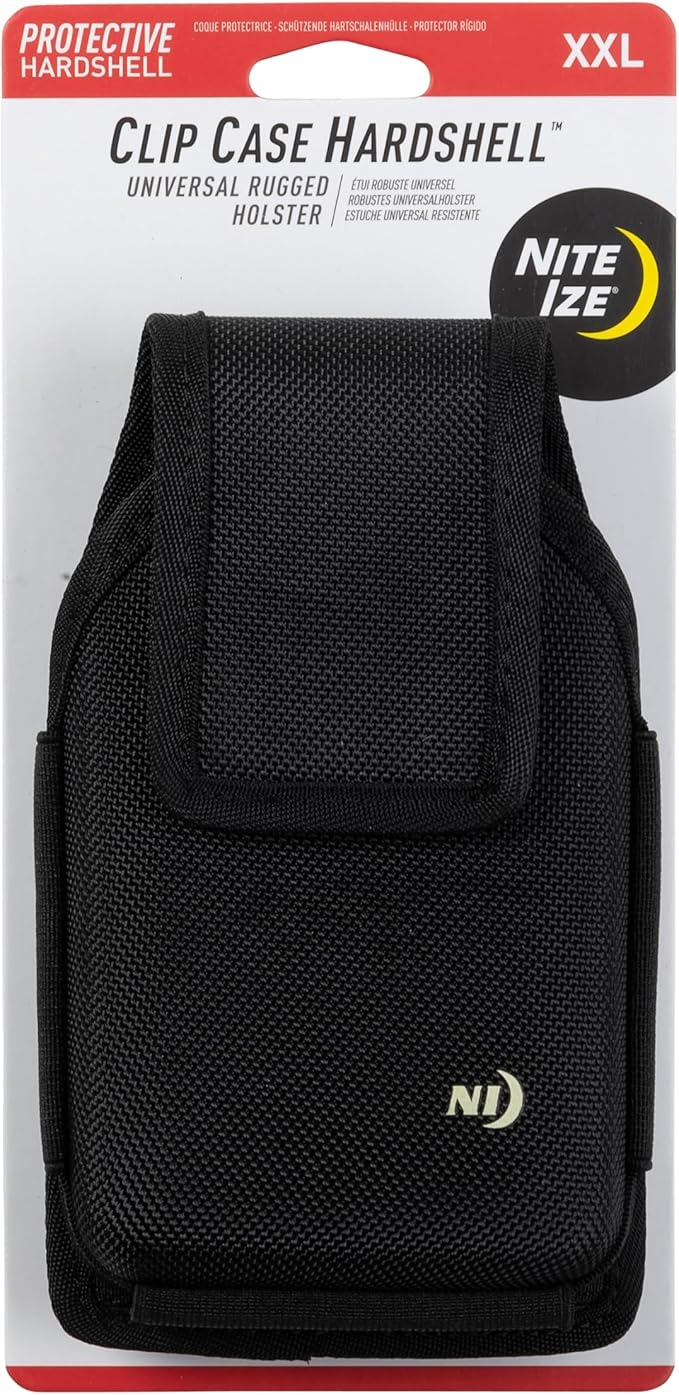 Nite Ize Clip Case Hardshell Universal Rugged Holster - Belt Clip Phone Case for Easy Access - Heavy Duty & Protective - Multi-Purpose - Durable Design - Hardshell Vertical, XXL