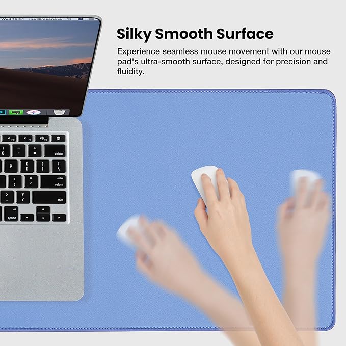 ALOANES Blue Waterproof Desk Mat, Large Mouse Pad with Extended Mouse Mat, with Anti Slip Base, Stitched Edge, Grain Jacquard Surface, Perfect for Gamer, Office& Home 3XL(35.43"x15.74"x0.12")