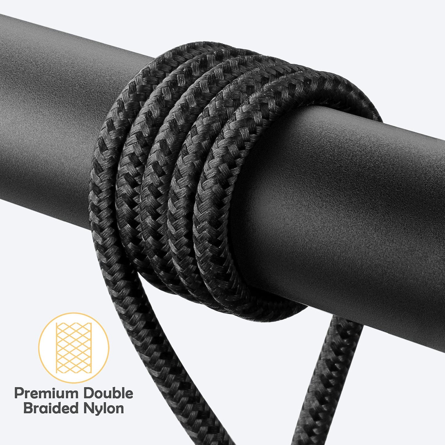 Dasku 90 Degree iPhone Charging Cable 2Pack 10ft Right Angle Nylon Braided Lightning Charger Cord Compatible with iPhone 14 13 12 11 Pro Max XS XR X 8 7 6 5 Plus iPad（Black）