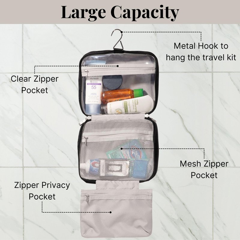 Baggallini Hanging Travel Toiletry Kit - Lightweight 6x10 Inch Makeup Bag