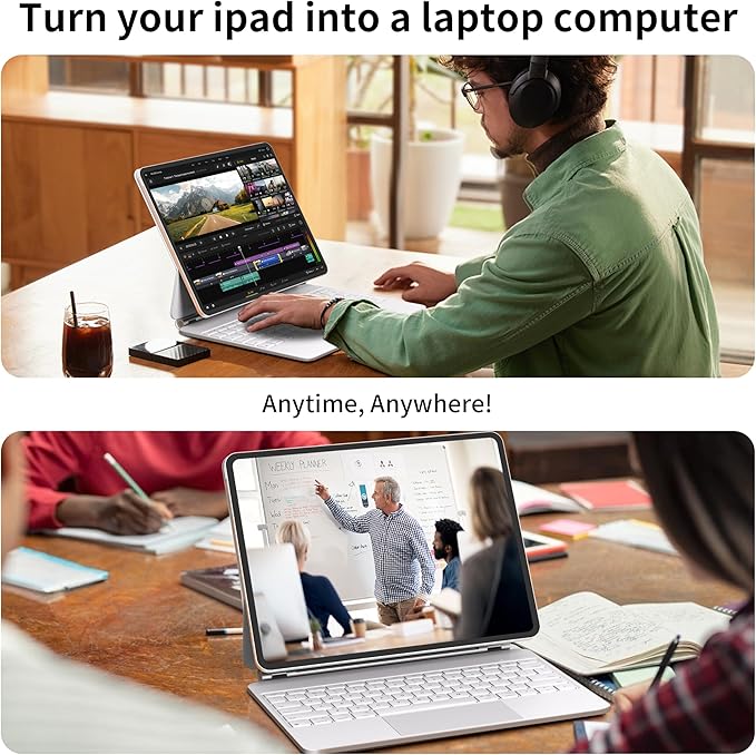 Otuoor Magic Keyboard for iPad Pro 12.9-inch (6th/5th/4th/3rd), Uninterrupted View, Effortless Command, iPad Air 13-inch Case Keyboard (M3 2025/M2 2024), Snap Tight, The Comfort Angle, White