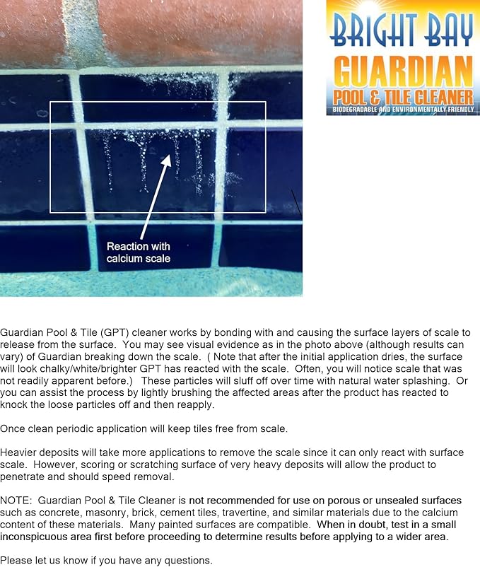 Calcium Releaser & Scum Line Remover- Guardian Pool & Tile Cleaner, 1 qt. - Targets Calcium, SAVES Elbow Grease
