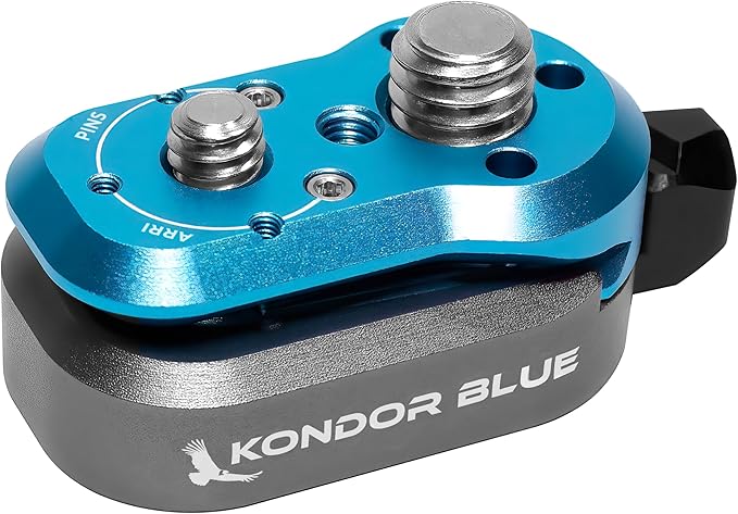 KONDOR BLUE | Mini Lock Quick Release Plate System | NATO Rail, ARRI-Style Anti-Twist, 1/4-20 & 3/8-16 Mounts, Zero Play Locking for Monitors, Arms, Accessories | Blue