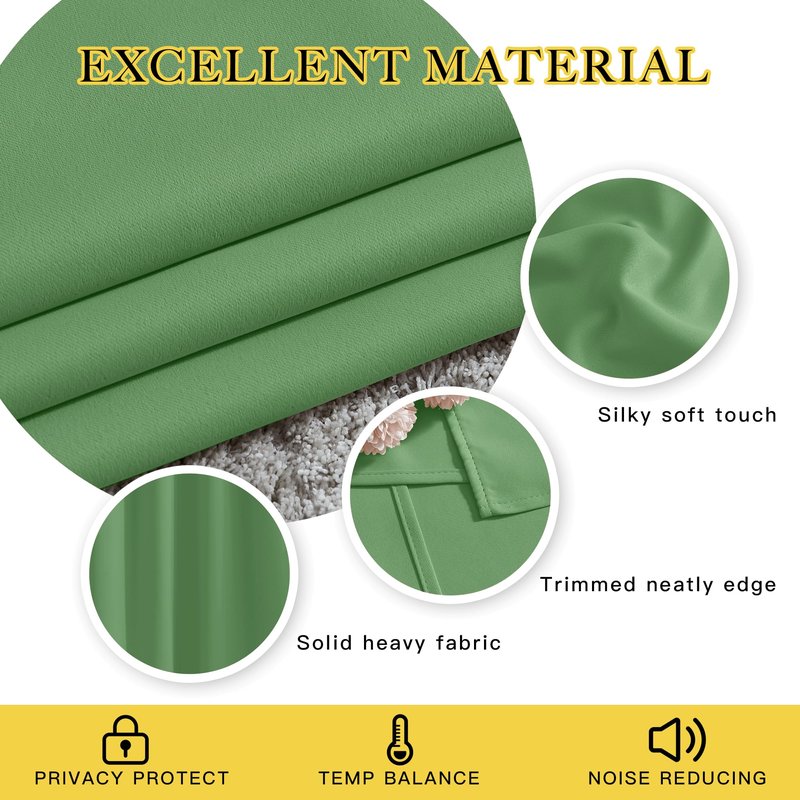 NICETOWN Blackout Forest Green Curtains 84 inches Long, Grommet Room Darkening Thermal Insulated Sound Dampening Window Treatments for Bedroom/Home Office, 2 Panels, W46 x L84