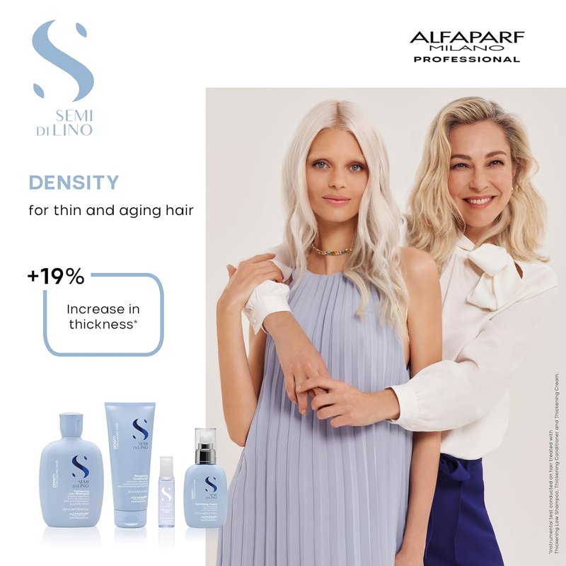 Alfaparf Milano Semi di Lino Density Gift Set | Thickening Shampoo, Conditioner & Leave-In Cream for Thin, Aging Hair - Sulfate Free