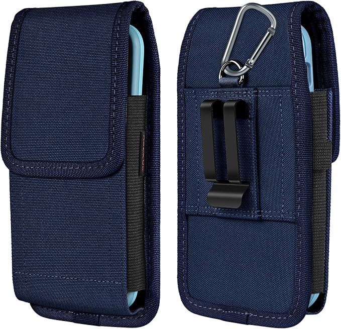 ACCKUO Phone Holster for Belt with Metal Clip and Magnetic Closure Compatible with iPhone 17 Air, 16/15/14/13/12 Pro Max, Galaxy S26/S25/S24/S23/S22 Plus & FE for Everyday Protection, L-Blue