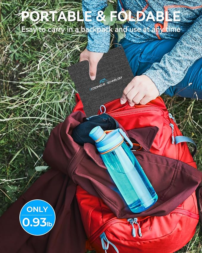 Ecosonique 15W Small Solar Panel Charger with USB-C & USB-A ETFE Foldable