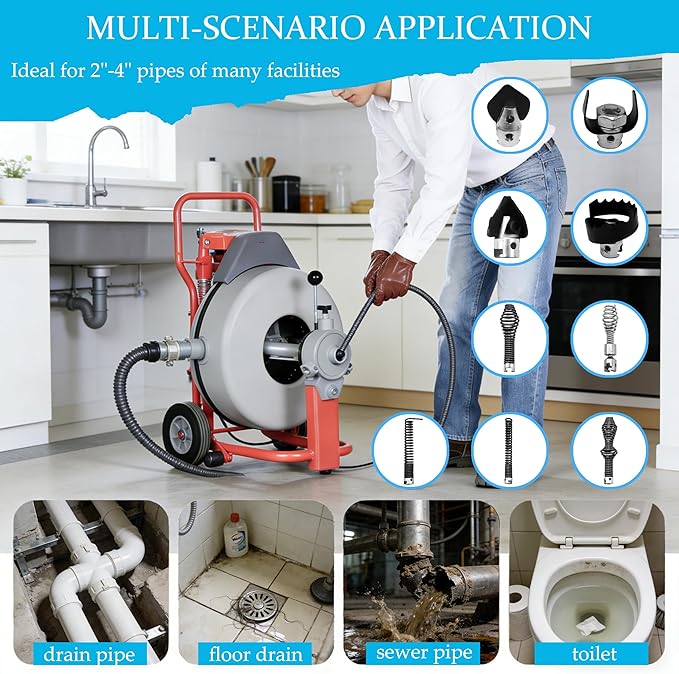 10Pcs Drain Snake Accessory Set, Drain Auger Cutter Kit Commonly Used with RIDGID K-400, C-4, C-6, C-7, C-8, C-9 Drain Cleaners 5/8" Drain Snake Cable Head Tip