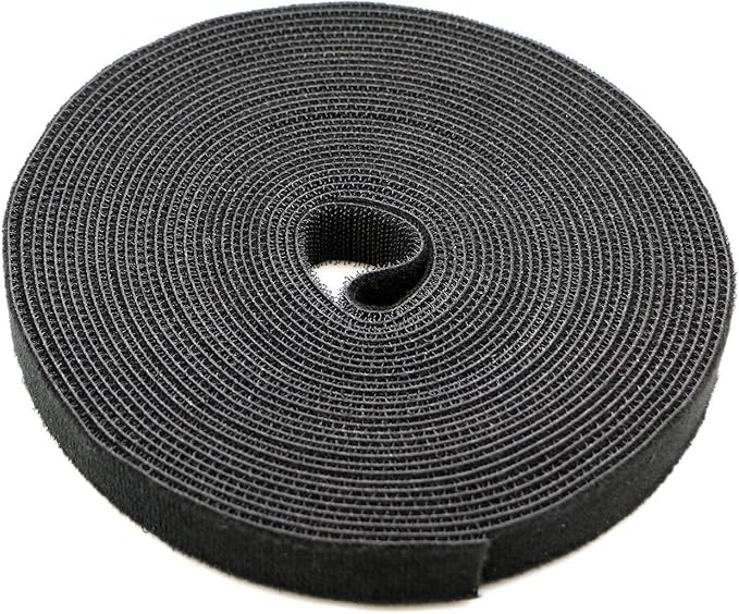 Saisn Reusable Fastening Tape Cable Ties 3/4 Inch Double Side Hook Roll (10 Yard, Black)