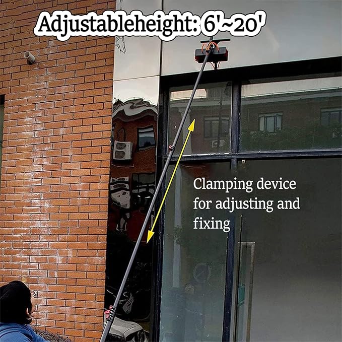Roof Cleaning Tools,Window Cleaner Kit, Solar Panel Cleaning Brush, with Water/Hose Fed Pole, Photovoltaic Panel Cleaning,Conservatory Roof Cleaner 35cm-6m/20FT