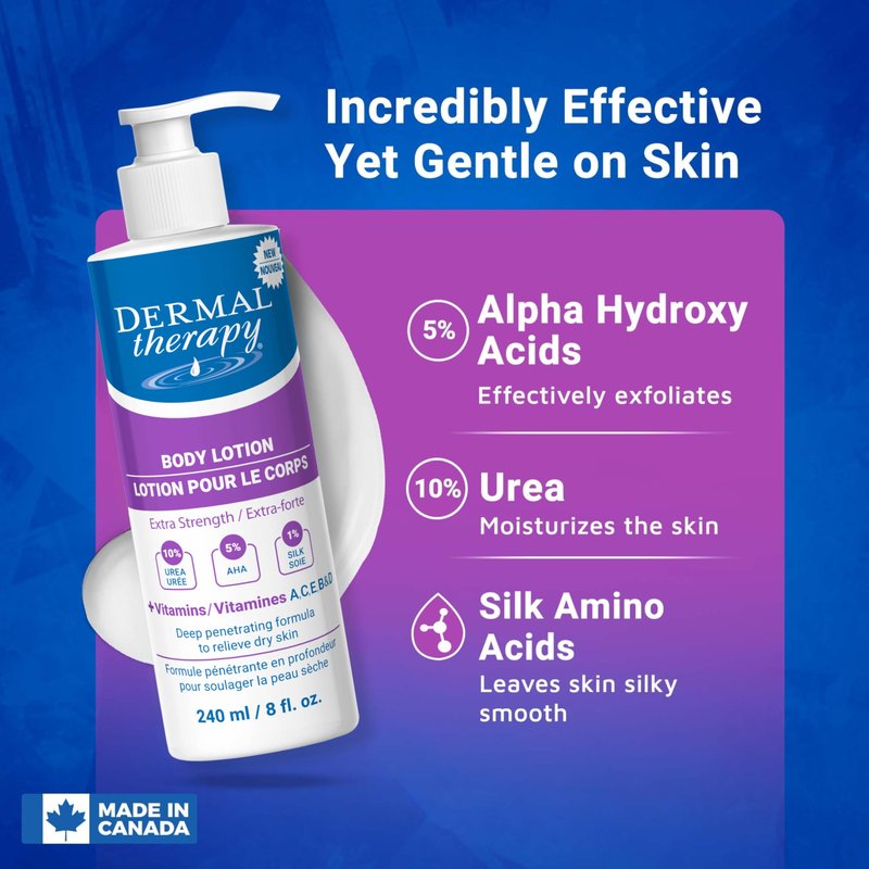 Dermal Therapy Extra Strength Body Lotion – Hydrating Formula with 10% Urea and 5% Alpha Hydroxy Acids | Helps Smooth and Moisturize Dry Skin | 8 fl oz (2-Pack)