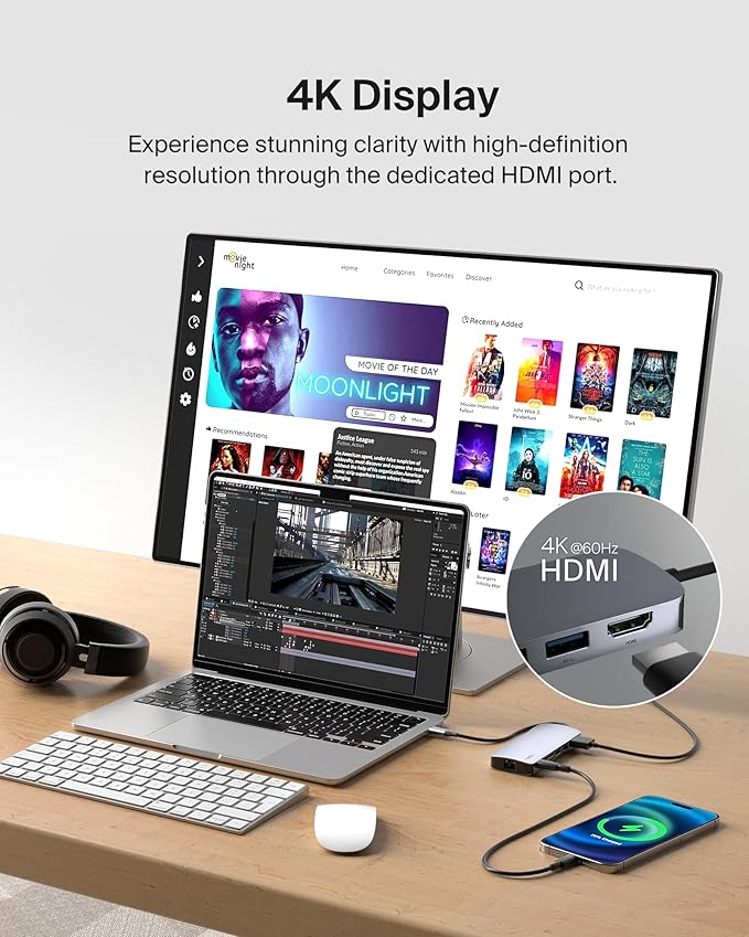 Belkin USB-C Hub - 6-in-1 Multi-Port Adapter Dock with 4K HDMI, USB-C 100W PD Pass-Through Charging, 2x USB-A Ports, Gigabit Ethernet Ports and SD Slot for Neo MacBook, Pro, Air, iPad, Pro, XPS & More