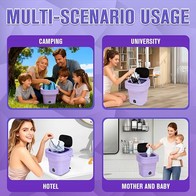 Mini Washing Machine 16L Portable Washer Foldable Small Washing Machine - 3 Cleaning Modes with Spin Dryer Basket for Underwear, Socks, Baby Clothes - Ideal for Apartment, Dorm, RV & Travel