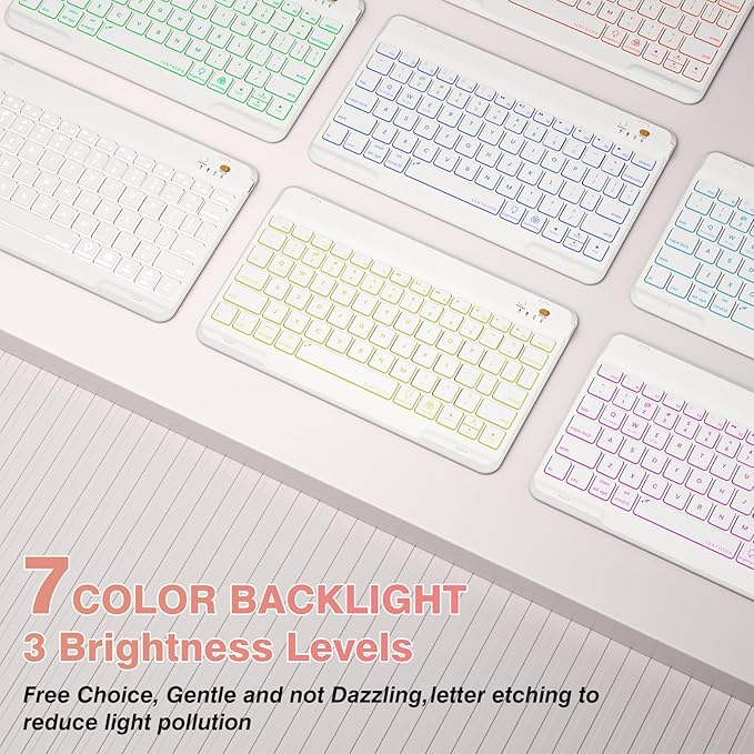 OPAKIT Keyboard Case for iPad Air 11-inch M2/Air 5th 4th Generation, 7-Color Backlit Detachable Keyboard Case with Pencil Holder for iPad Air 11" 2024 /Air 5 2022/Air 4 2020/Pro 11 1st, Rose Gold