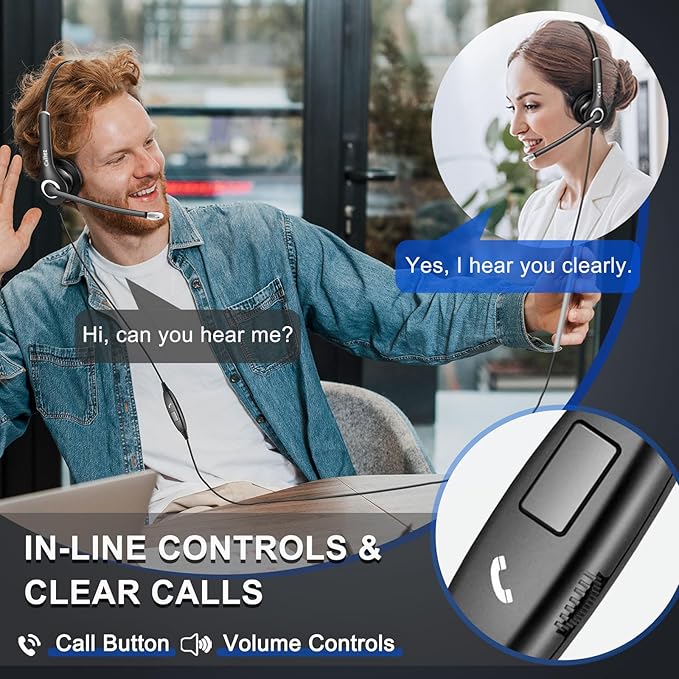 Callez Wired Computer Headset, 3.5mm/USB-C Headset with Mic Noise Cancelling, Cell Phone Headphone for PC Laptop Mac iPhone 15/16/17 Samsung Zoom Teams Call Center Home Office Work, in-line Controls