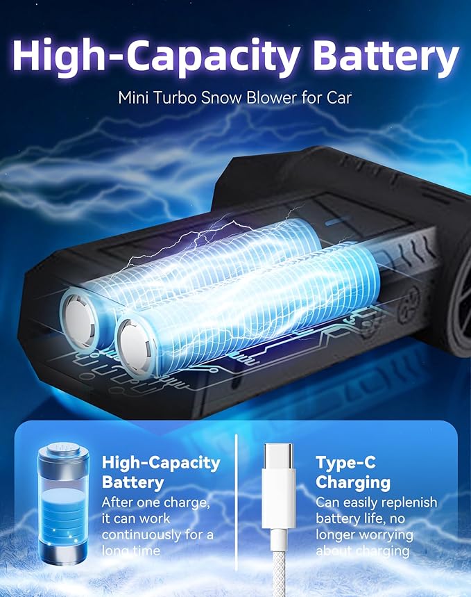 2026 Upgrade Pro Led Turbo Blower, 100,000 Rpm Mini Turbos Snow Blower, 3-Speed & Fast Snow With Vacuum Kit, Portable Turbo Snow Blower, USB Rechargeable, For Home, Outdoor Winter Cleanu (2Pcs)