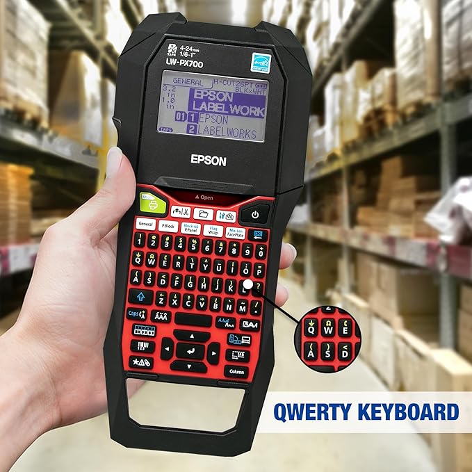 LABELWORKS Epson LW-PX700PCD Industrial Label Maker Kit - Complete Bundle with Accessories, Compatible with Large Variety of Tape Types, Portable Handheld Label Printer, Labels