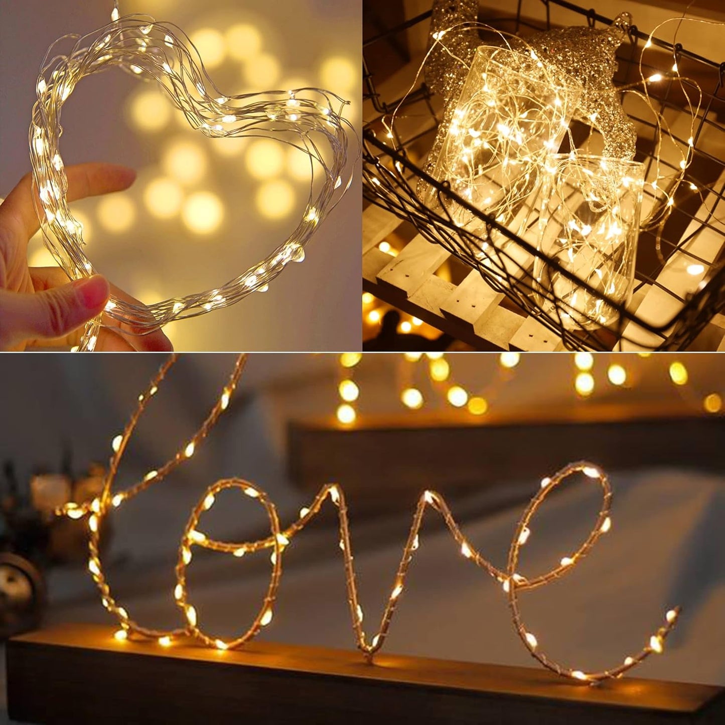 WATERGLIDE 12 Pack Mini String Lights - 20 LED Battery Operated Fairy Lights | Waterproof Silver Wire for Wedding & Party Decor