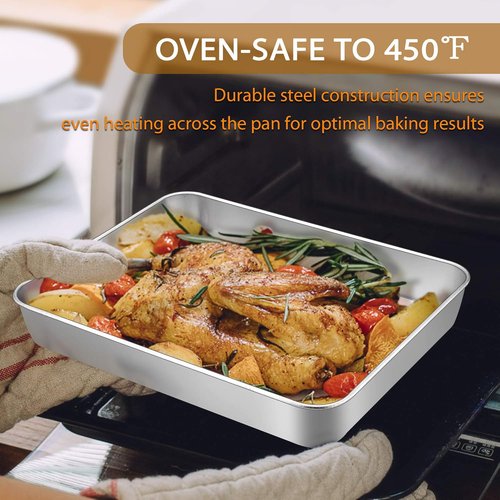 E-far Baking Pans Set - 3-Piece Stainless Steel Bakeware with 9-Inch Square Cake Pan & Easy Clean Design