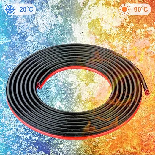 Shirbly 10 Gauge Wire 10FT Tinned Copper Wire - 2 Conductor Parallel Wire Insulated Stranded Wire for Solar Panel Car Audio Automotive, Low Voltage Electrical Wire for LED Lighting (10AWG 10FT)