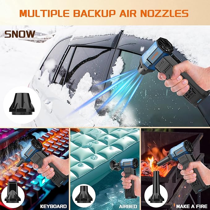 Air Duster - 250,000RPM Compressed Air Duster, Replaceable Batteries 2pcs,Long Life-mini Blower, 3-Gear Adjustable- Electeic Air Duster for Keyboard,PCs,Leaves,Car Cleaning (X301MAX)