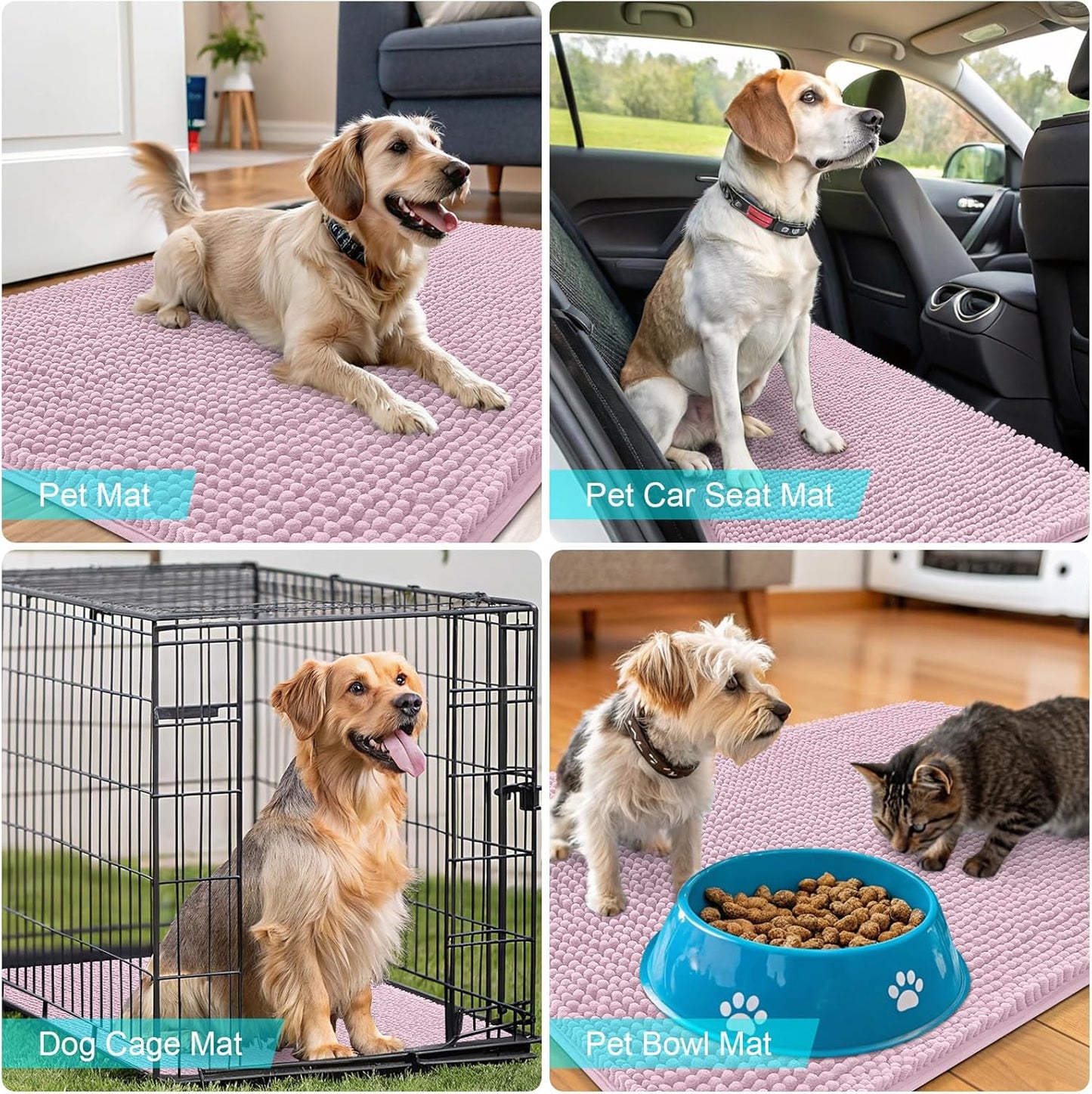 OLANLY Dog Door Mat - Absorbent Non-Slip Washable Doormat for Muddy Paws | 70x46, Dusty Rose