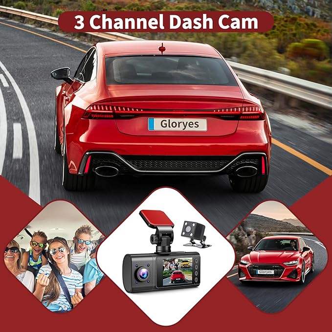 Dash Cam, 3 Channel Dash Cam Front and Rear Inside, Interior Car Camera, 2.5K/1440P Single Fr,Fr+Interior, Front+Rear Dash Camera for Cars Taxi with Night Vision, Parking Monitor 1S Recording