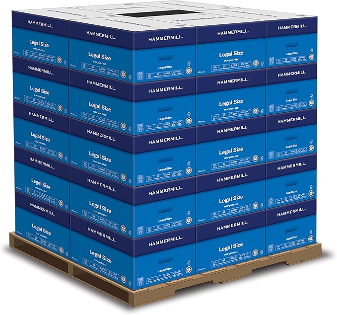 Hammermill Printer Paper, 20 lb Copy Paper, 8.5 x 14-92 Bright, Made in the USA- 1 Pallet, 30 Cases (150,000 Sheets)