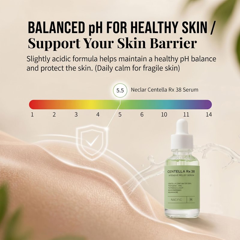Korean Centella Asiatica Serum - Redness Corrector for Face - 38% Cica Leaf Water and Madecassoside - Ph Balanced - Barrier Support - Lightweight Calming - Rosacea Skincare - Centella Ampoule