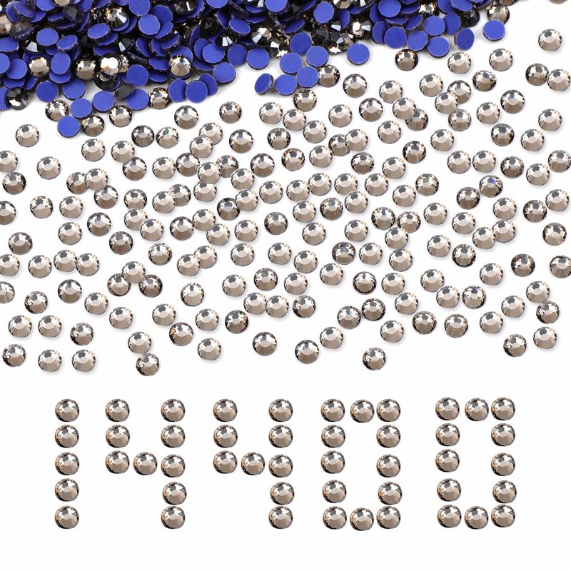 NCB 14400pcs Hotfix Crystal Rhinestones for Clothes Crafts, Hot Fix Bulk Flatback Crystals, Iron on Hotfix for DIY Decoration 100 Gross (Black Diamond, ss20/14400pcs)