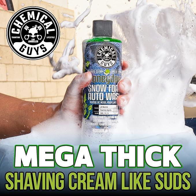 Chemical Guys Car Wash Soap for Foam Cannon or Bucket, Honeydew Snow Foam Car Wash Soap for Trucks, Motorcycles, RVs & More, Super Suds, Honeydew Scent - 64 oz (Half Gallon)