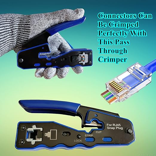 Gaobige 100-PACK Cat5 Cat5e Cat6 RJ45 Pass Through Connectors Ends, 1.1mm Unshielded Connectors for Solid Wire and Standard Cable