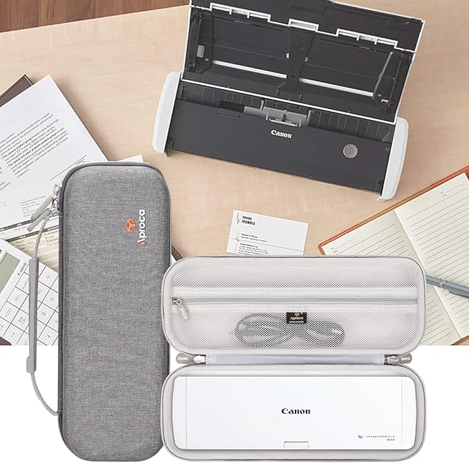 Aproca Case Compatible with Canon ImageFORMULA R10 / ImageFORMULA P-215II Portable Document Scanner, Hard Storage Bag for Accessories -Grey (Case Only)