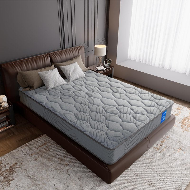 Veloflow Mattress in a Box, Medium-Strength Memory Foam, Relieves Back and Neck Pain, Individual Pocket Coil Springs, Sports Isolation, Edge Support, Breathable (Grey, Queen (U.S. Standard))