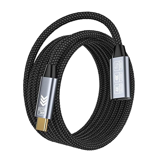 HOTUTUKI USB C Extension Cable 10FT, 20Gbps/240W USB3.2 Type C Extender Cord, 4K@60Hz Video Output Nylon Braided USB C Male to Female Extension Charging Cable Compatibility with Thunderbolt 4/3