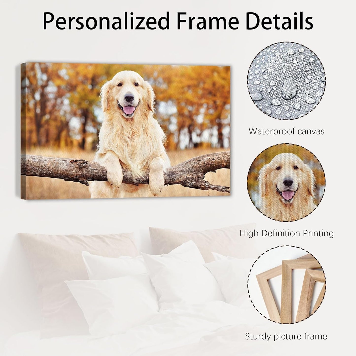 Skiennix Custom Canvas Prints - Personalized Photo Wall Art for Family & Pets | 10x8 Framed Gift