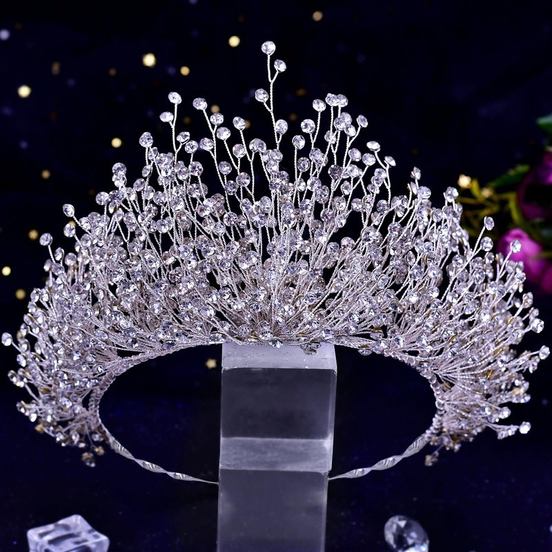 Queen Tiaras and Crowns Bridal Wedding Headband Crystal Tiara Crown, Birthday Party Wedding Pageant Hair Accessories (Silver/Single crown)