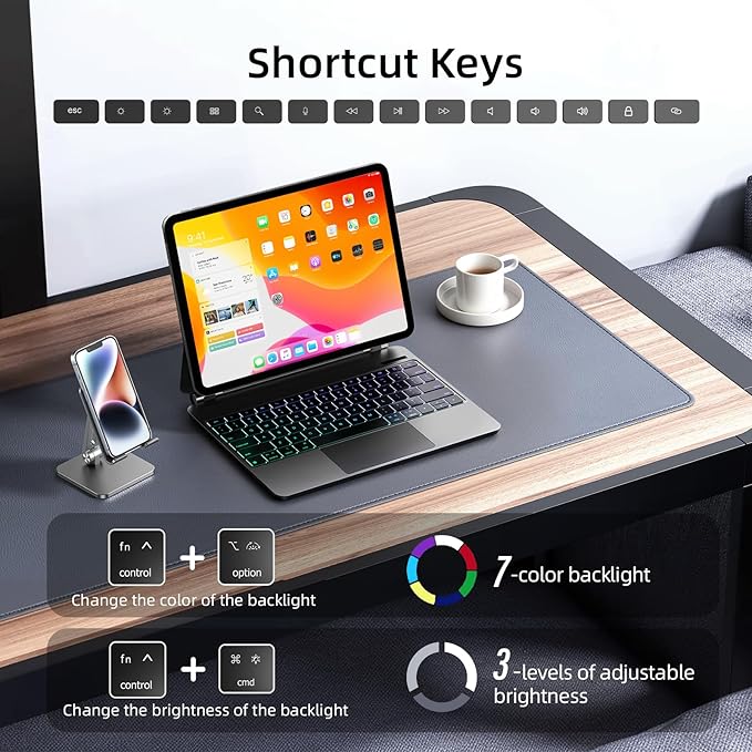 CSZZACME for iPad Pro 13 inch M5 2025 & M4 2024 case with Keyboard M4,Magnetic Attach,Multi-Gesture Trackpad,7-Color Backlit,Shortcut Keys,Auto Sleep/Awake,Magic Keyboard for iPad Pro 13-inch, Black