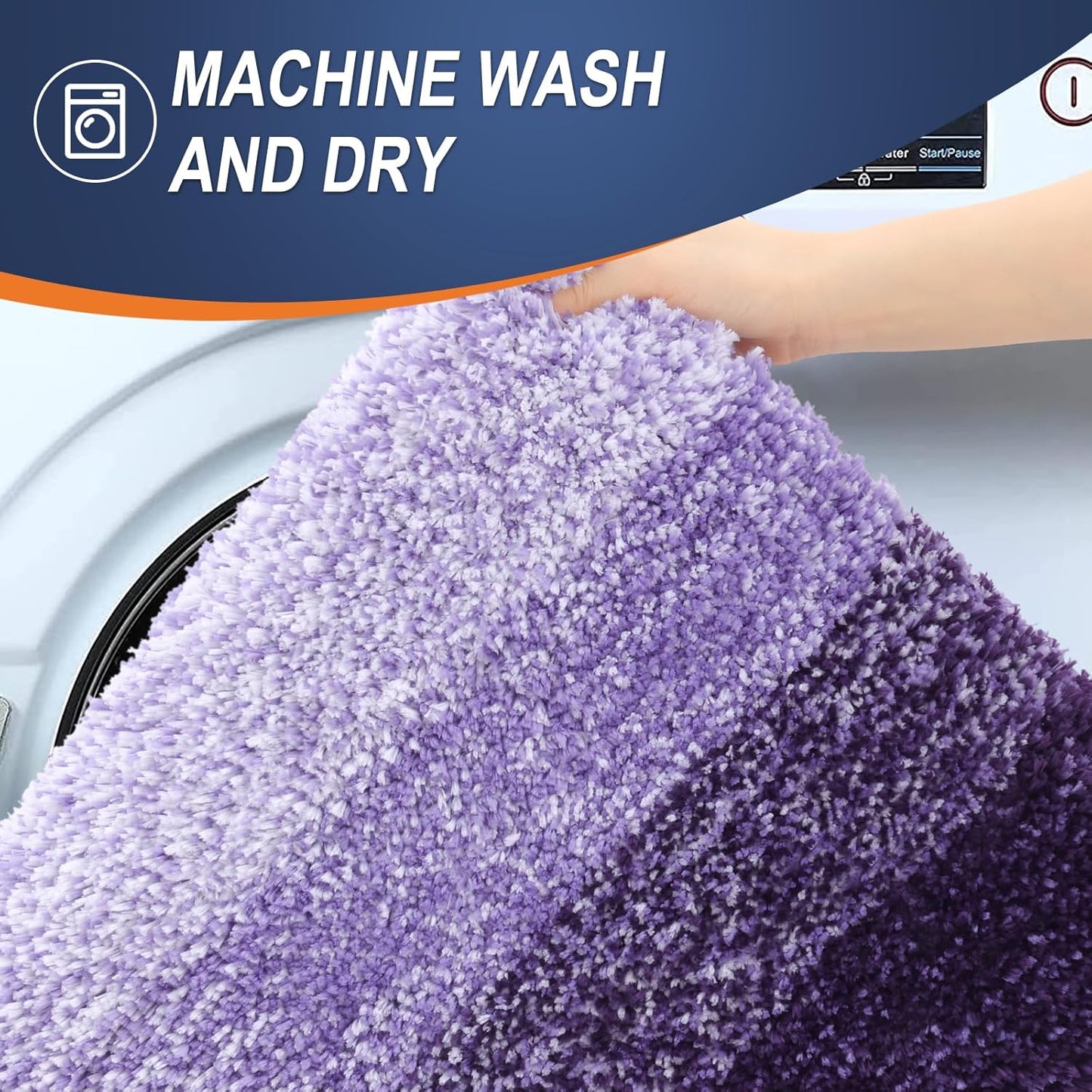 OLANLY Bathroom Runner Rugs - Extra Soft Microfiber Mat 59x24 | Quick Dry, Washable, Rubber Backing, Violet