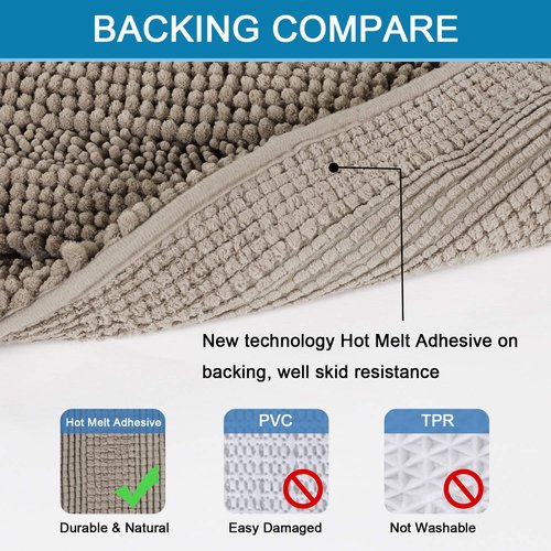 H.VERSAILTEX Bathroom Rugs Bath Rug Set 2 Piece Bathroom Contour Rug Toilet Mat Sets Non Slip Contour Bath Rug Ultra Thick Water Absorbent Striped Bath Mats Washable(20" x 32" Plus 20" x 20" U, Taupe)